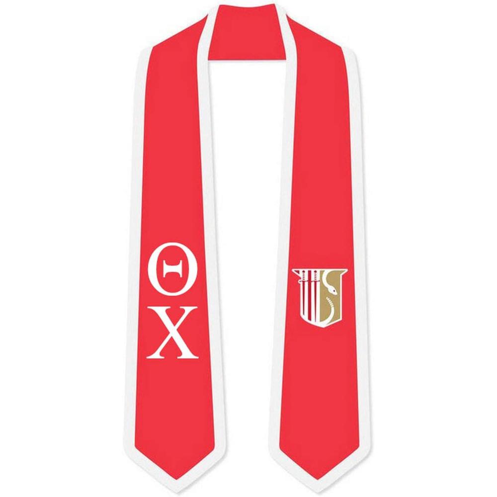 imageTheta Chi Greek 2 Tone Lettered Graduation Sash StoleRed WWhite Trim