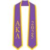 Custom Alpha Kappa Lambda Greek 2 Tone Lettered Graduation Sash Stole w/Year(Purple W/Athletic Gold Trim)