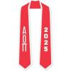 Custom Alpha Omicron Pi Greek 2 Tone Lettered Graduation Sash Stole w/Year(Red W/White Trim)
