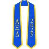 Custom Alpha Xi Delta Greek 2 Tone Lettered Graduation Sash Stole w/Year(Royal W/Athletic Gold Trim)