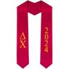 Custom Delta Chi Greek Lettered Graduation Sash Stole with Year(Red)