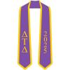 Custom Delta Tau Delta Greek 2 Tone Lettered Graduation Sash Stole w/Year(Purple W/Athletic Gold Trim)