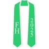 Custom FARMHOUSE Greek 2 Tone Lettered Graduation Sash Stole w/Year(Kelly Green W/White Trim)