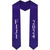 Custom Fiji Greek Lettered Graduation Sash Stole with Year(Purple)