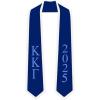 Custom Kappa Kappa Gamma Greek 2 Tone Lettered Graduation Sash Stole w/Year(Navy Blue W/White Trim)