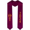 Custom Theta Tau Greek Lettered Graduation Sash Stole with Year(Maroon)