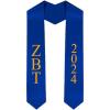 Custom Zeta Beta Tau ZBT Greek Lettered Graduation Sash Stole with Year(Royal Blue)