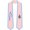 Delta Gamma Greek 2 Tone Lettered Graduation Sash Stole(Pink W/Light Blue Trim)