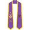 Delta Phi Epsilon DPHIE Greek 2 Tone Lettered Graduation Sash Stole(Purple W/Athletic Gold Trim)