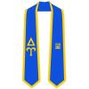Delta Upsilon DU Greek 2 Tone Lettered Graduation Sash Stole(Royal W/Athletic Gold Trim)