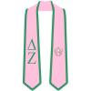 Delta Zeta Greek 2 Tone Lettered Graduation Sash Stole(Pink W/Kelly Green Trim)