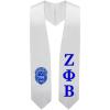 Greekgear Zeta Phi Beta Super Crest – Shield Graduation Stole White