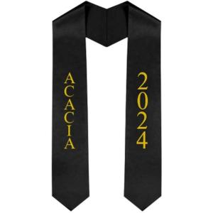 Custom Acacia Greek Lettered Graduation Sash Stole with Year(Black)
