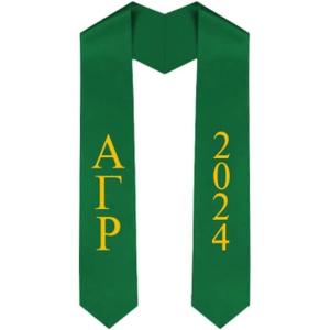 Custom Alpha Gamma Rho Greek Lettered Graduation Sash Stole with Year(Forest Green)