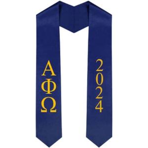 Custom Alpha Phi Omega Greek Lettered Graduation Sash Stole with Year(Navy Blue)
