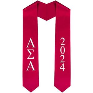 Custom Alpha Sigma Alpha ASA Greek Lettered Graduation Sash Stole with Year(Red)