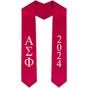 Custom Alpha Sigma Phi Greek Lettered Graduation Sash Stole with Year(Red)