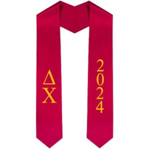 Custom Delta Chi Greek Lettered Graduation Sash Stole with Year(Red)