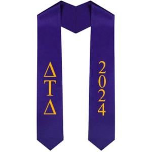 Custom Delta Tau Delta DTD Greek Lettered Graduation Sash Stole with Year(Purple)
