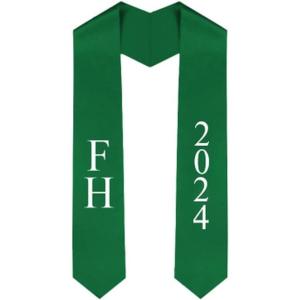 Custom Farmhouse Greek Lettered Graduation Sash Stole with Year(Forest Green)