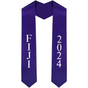 Custom Fiji Greek Lettered Graduation Sash Stole with Year(Purple)