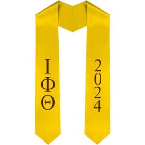 Custom Iota Phi Theta Greek Lettered Graduation Sash Stole with Year(Gold)