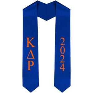 Custom Kappa Delta Rho Greek Lettered Graduation Sash Stole with Year(Royal Blue)