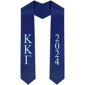 Custom Kappa Kappa Gamma Greek Lettered Graduation Sash Stole with Year(Navy Blue)