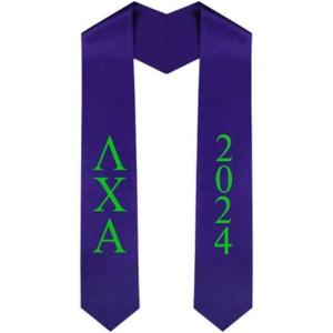 Custom Lambda Chi Alpha Greek Lettered Graduation Sash Stole with Year(Purple)