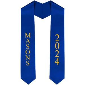 Custom Masonic Greek Lettered Graduation Sash Stole with Year(Royal Blue)