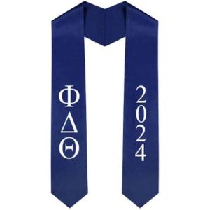 Custom Phi Delta Theta Greek Lettered Graduation Sash Stole with Year(Navy Blue)