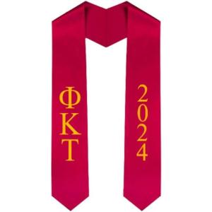 Custom Phi Kappa Tau Greek Lettered Graduation Sash Stole with Year(Red)