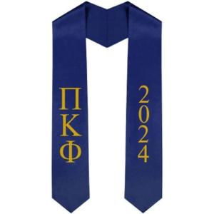 Custom Pi Kappa Phi PI PHI Greek Lettered Graduation Sash Stole with Year(Navy Blue)