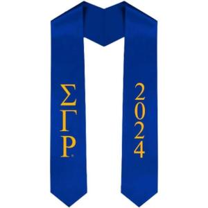 Custom Sigma Gamma Rho Greek Lettered Graduation Sash Stole with Year(Royal Blue)