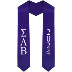 Custom Sigma Lambda Beta Greek Lettered Graduation Sash Stole with Year(Purple)