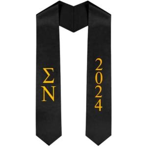 Custom Sigma Nu Greek Lettered Graduation Sash Stole with Year(Black)