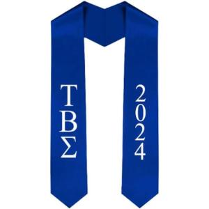 Custom Tau Beta Sigma Greek Lettered Graduation Sash Stole with Year(Royal Blue)