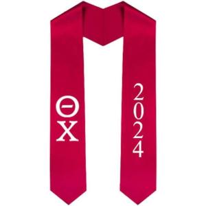 Custom Theta Chi Greek Lettered Graduation Sash Stole with Year(Red)