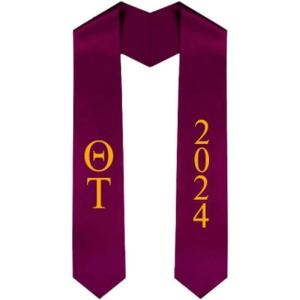 Custom Theta Tau Greek Lettered Graduation Sash Stole with Year(Maroon)