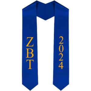 Custom Zeta Beta Tau ZBT Greek Lettered Graduation Sash Stole with Year(Royal Blue)