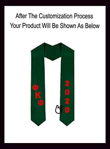 imageCustom Phi Kappa Psi Greek Diagonal Lettered Graduation Sash Stole with YearForest Green