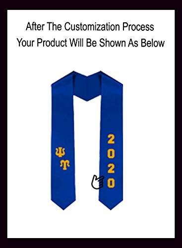 imageCustom Psi Upsilon Greek Diagonal Lettered Graduation Sash Stole with YearRoyal Blue