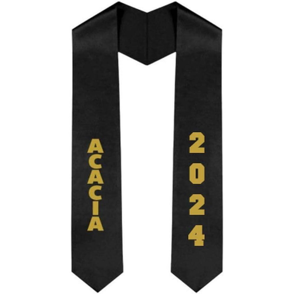 imageCustom Acacia Greek Diagonal Lettered Graduation Sash Stole with YearBlack