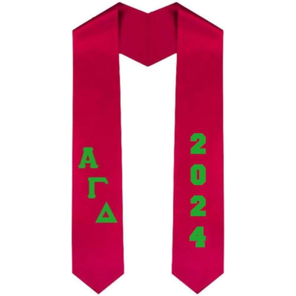 imageCustom Alpha Gamma Delta Greek Diagonal Lettered Graduation Sash Stole with YearRed