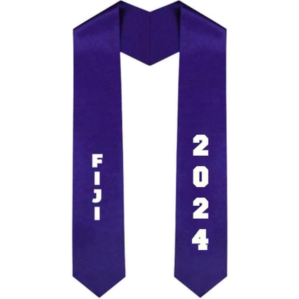 imageCustom Fiji Greek Diagonal Lettered Graduation Sash Stole with YearPurple