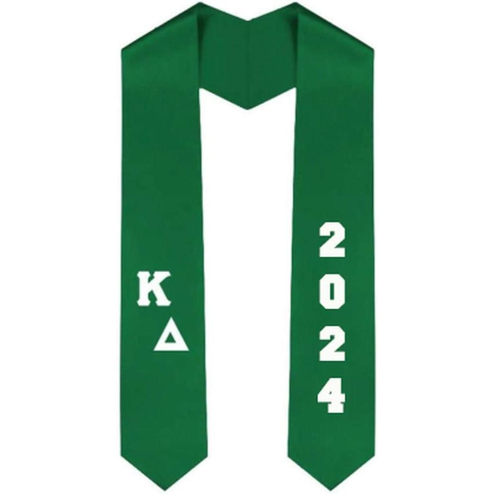 imageCustom Kappa Delta Greek Diagonal Lettered Graduation Sash Stole with YearKelly Green