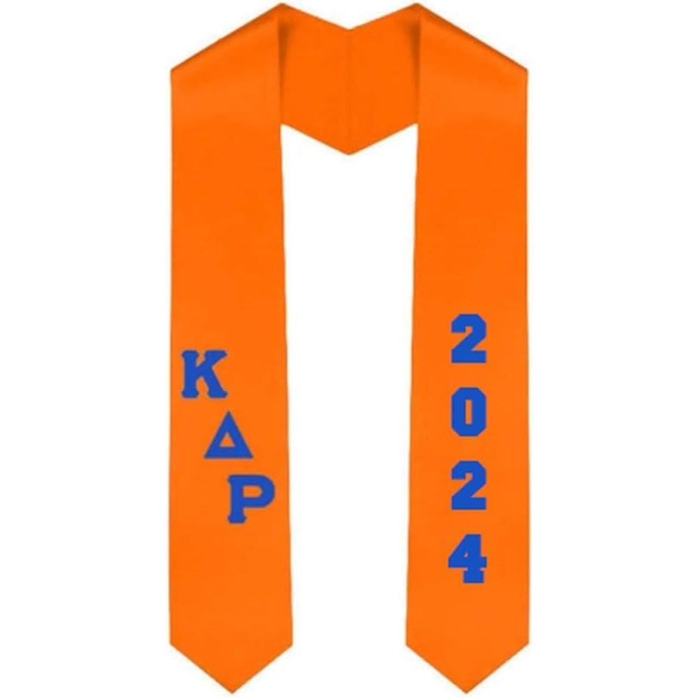 imageCustom Kappa Delta Rho Greek Diagonal Lettered Graduation Sash Stole with YearOrange