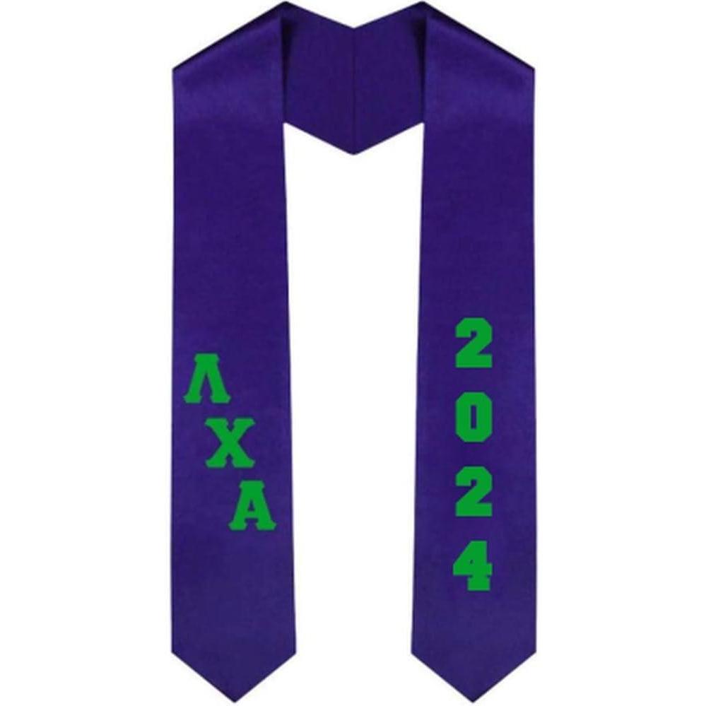 imageCustom Lambda Chi Alpha Greek Diagonal Lettered Graduation Sash Stole with YearPurple