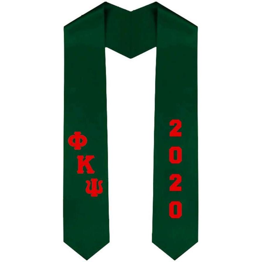 imageCustom Phi Kappa Psi Greek Diagonal Lettered Graduation Sash Stole with YearForest Green