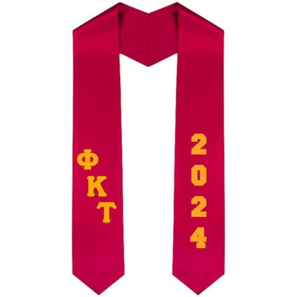 imageCustom Phi Kappa Tau Greek Diagonal Lettered Graduation Sash Stole with YearRed